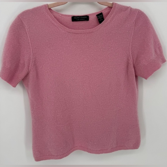 Valerie Stevens 2 Ply 100% Cashmere Short Sleeve Blouse - Picture 2 of 10